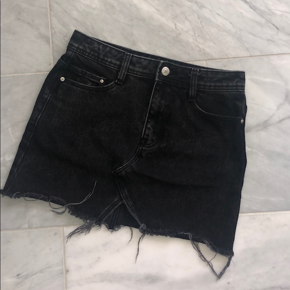 Zara black denim mini skirt